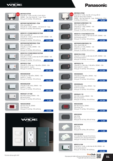 CATALOGUE THIẾT BỊ ĐIỆN PANASONIC - 2025