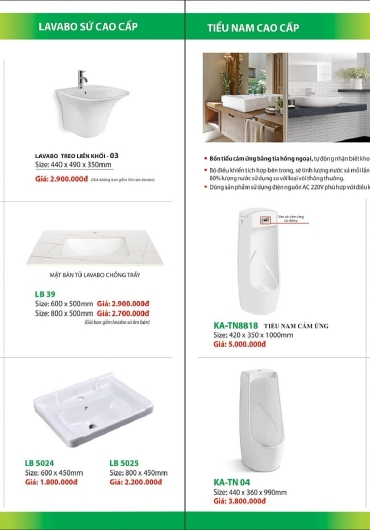 CATALOGUE THIẾT BỊ VỆ SINH KAFINA